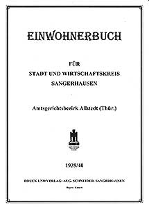 Einwohnerbuch Allstedt vom Jahre 1939 bis 1940